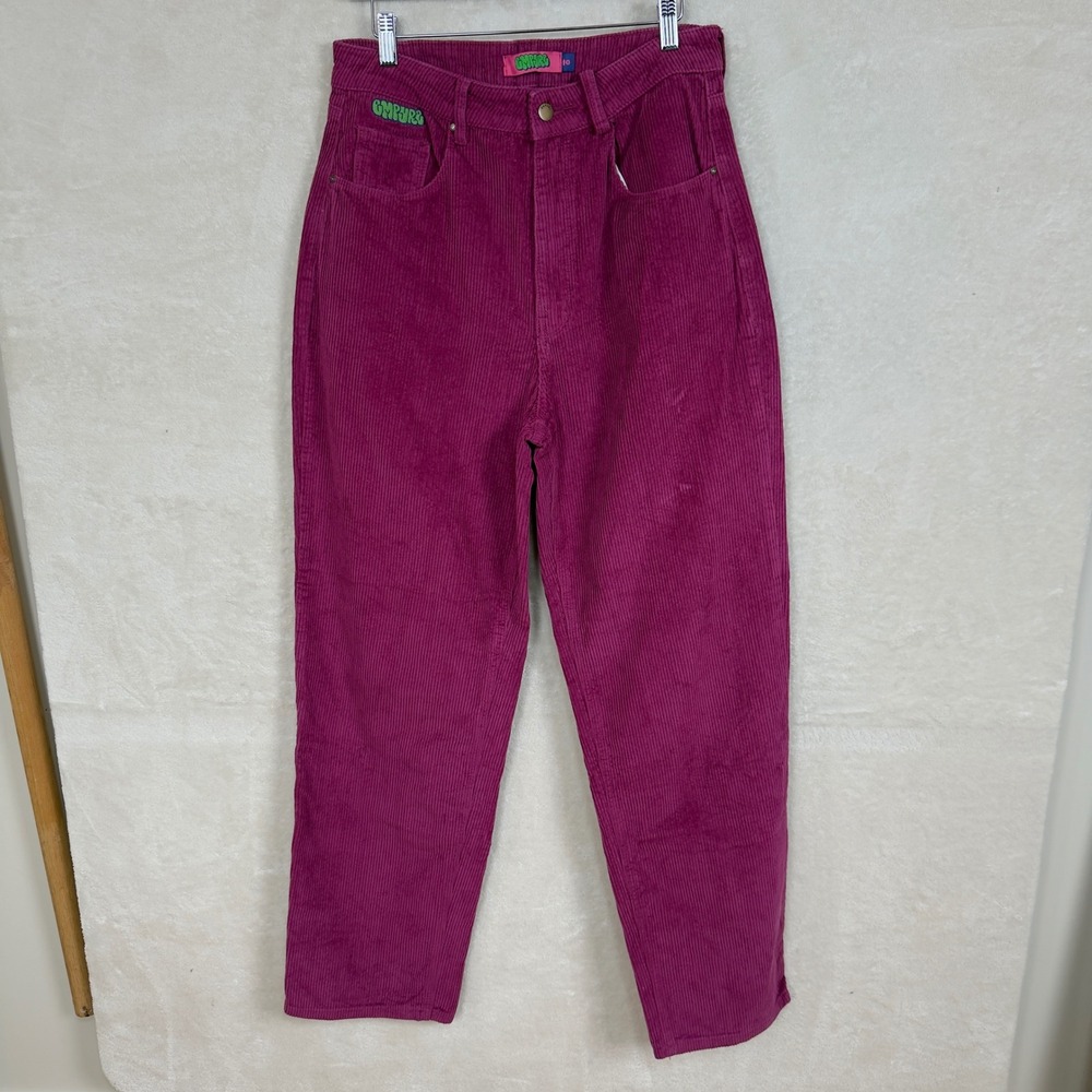 Empyre Corduroy Pants Magenta High Waisted‎ Straight Leg Women Size 10 Y2K Baggy